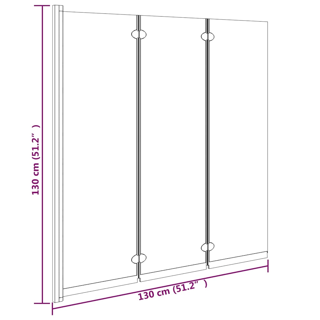 151864 vidaXL Foldable Shower Enclosure 3 Panels 130x130 cm ESG Black