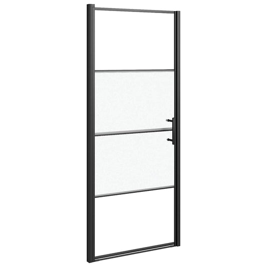 151865 vidaXL Shower Door 81x195 cm Half Frosted Tempered Glass Black