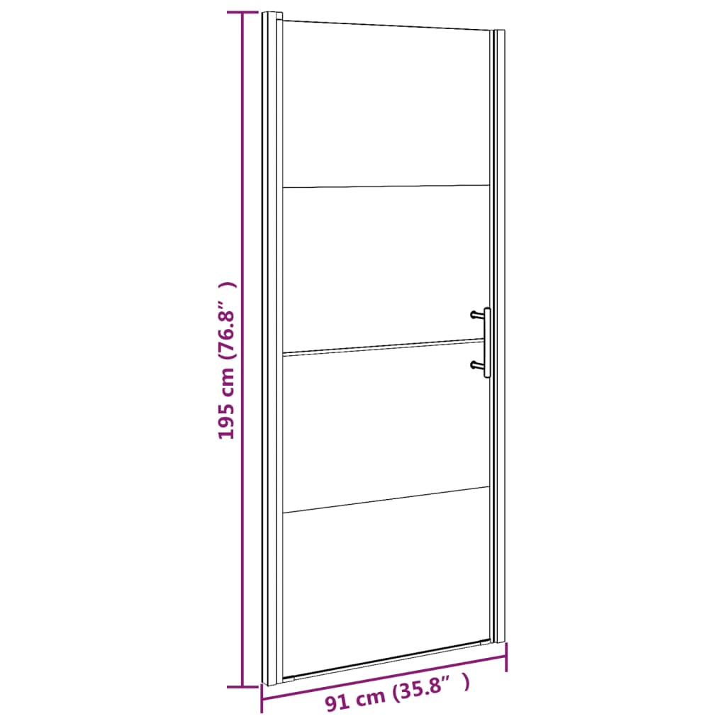 vidaXL Shower Door 91x195 cm Half Frosted Tempered Glass Black