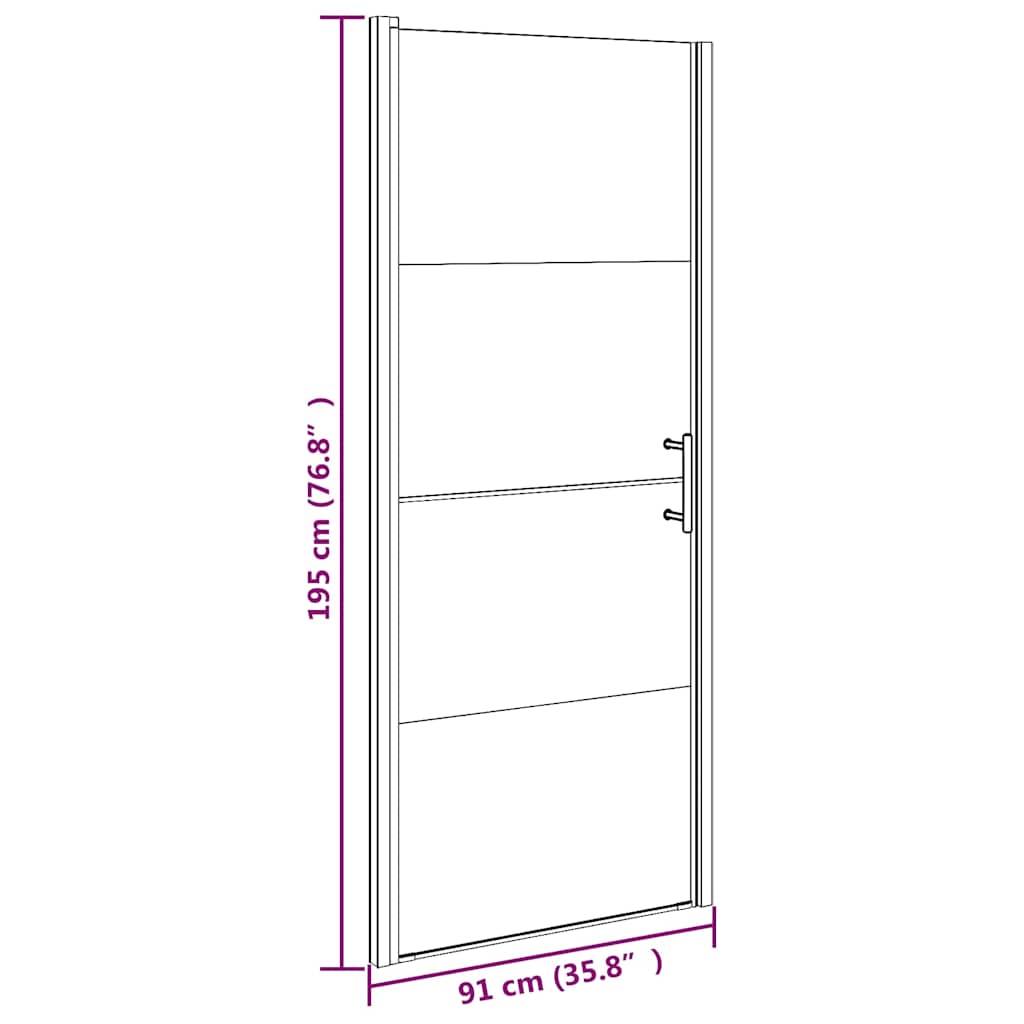 vidaXL Shower Door 91x195 cm Half Frosted Tempered Glass Black
