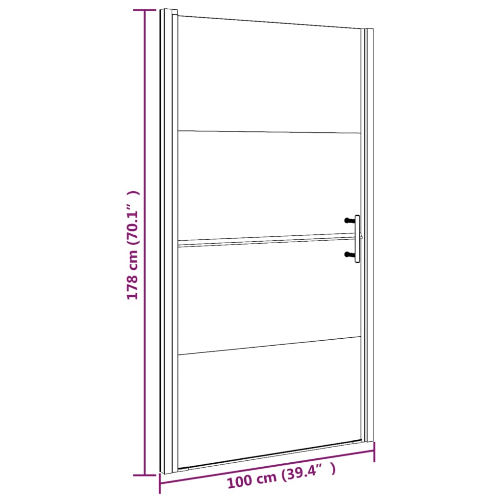 vidaXL Shower Door 100x178 cm Half Frosted Tempered Glass Black