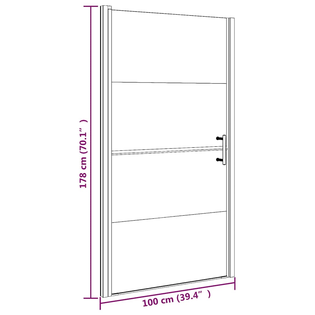 vidaXL Shower Door 100x178 cm Half Frosted Tempered Glass Black