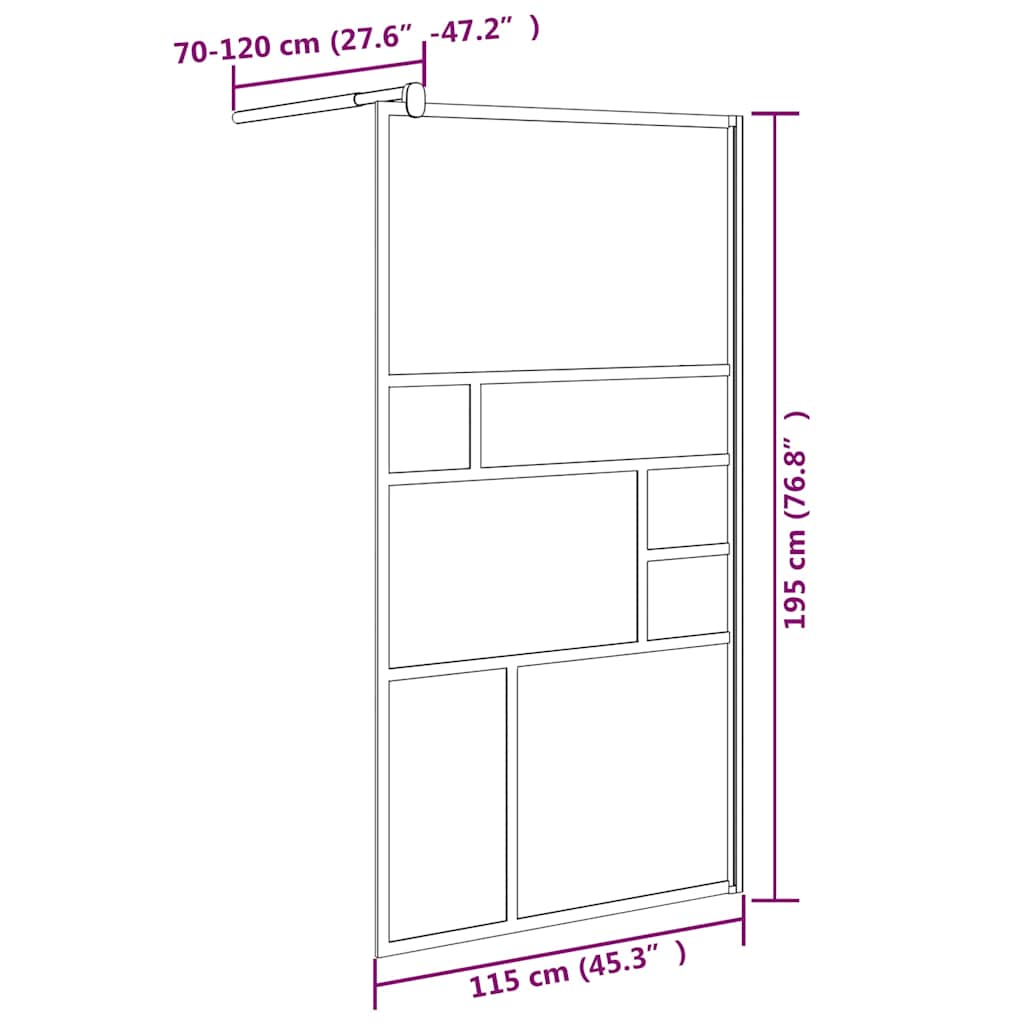 vidaXL Walk-in Shower Wall 115x195 cm ESG Glass White