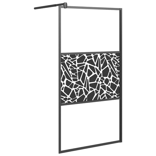 vidaXL Shower walls Black 100 x 195 cm Glass and Aluminium