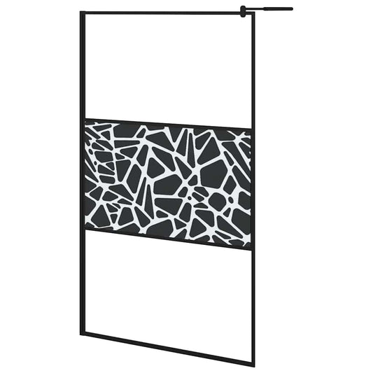 vidaXL Shower walls Black 115 x 195 cm Glass and Aluminium