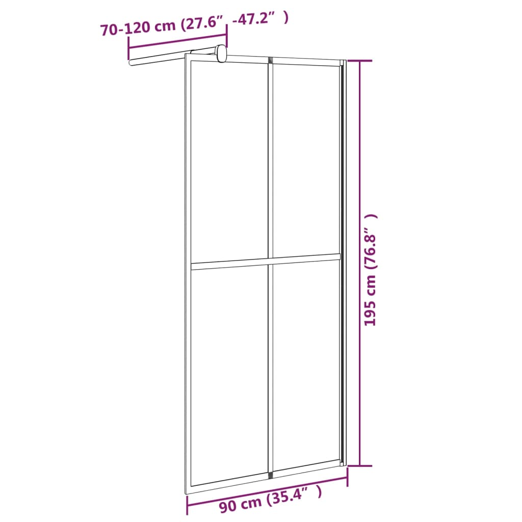 vidaXL Walk-in Shower Screen 90x195cm Dark Tempered Glass