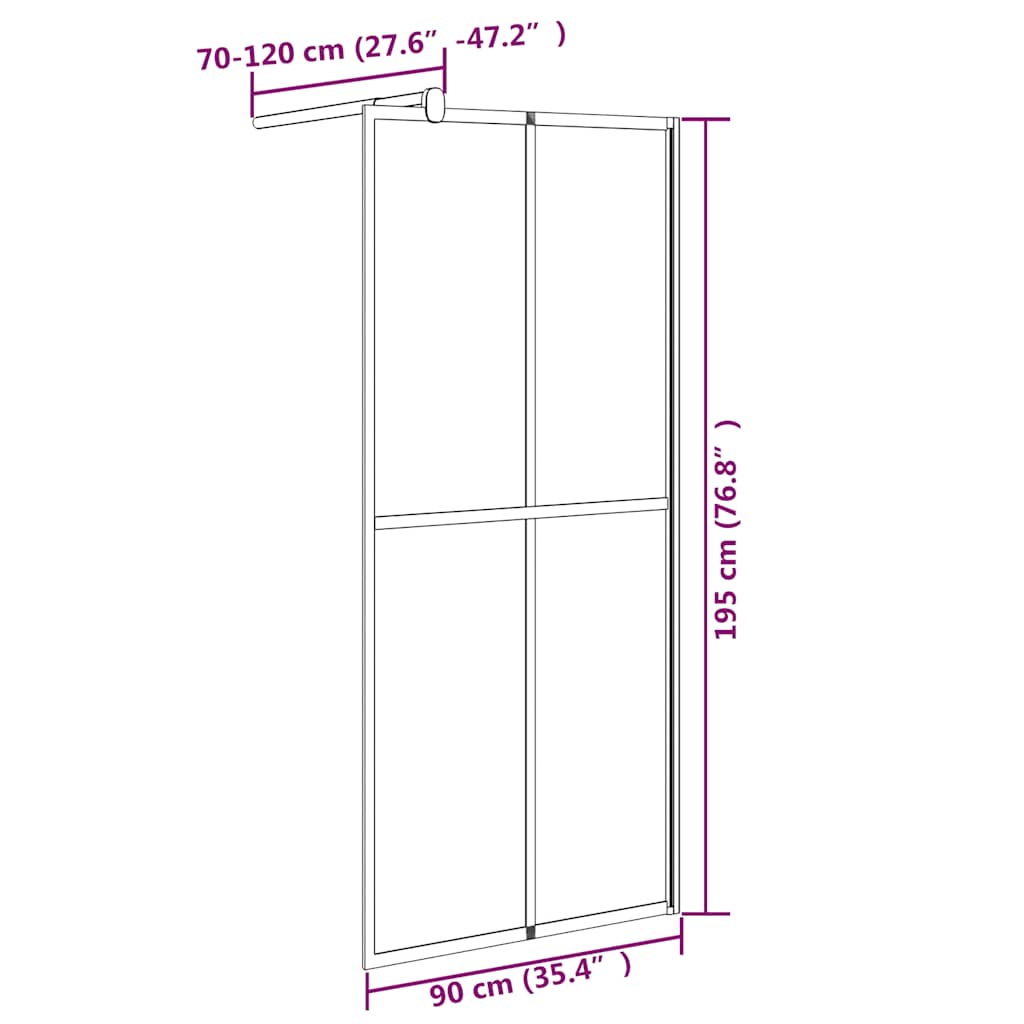 vidaXL Walk-in Shower Screen 90x195cm Dark Tempered Glass