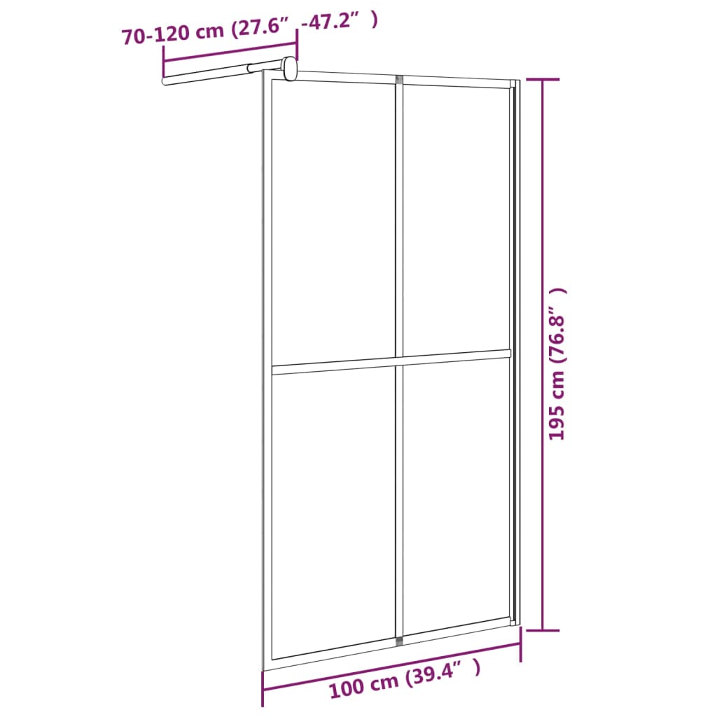 vidaXL Walk-in Shower Screen 100x195cm Dark Tempered Glass
