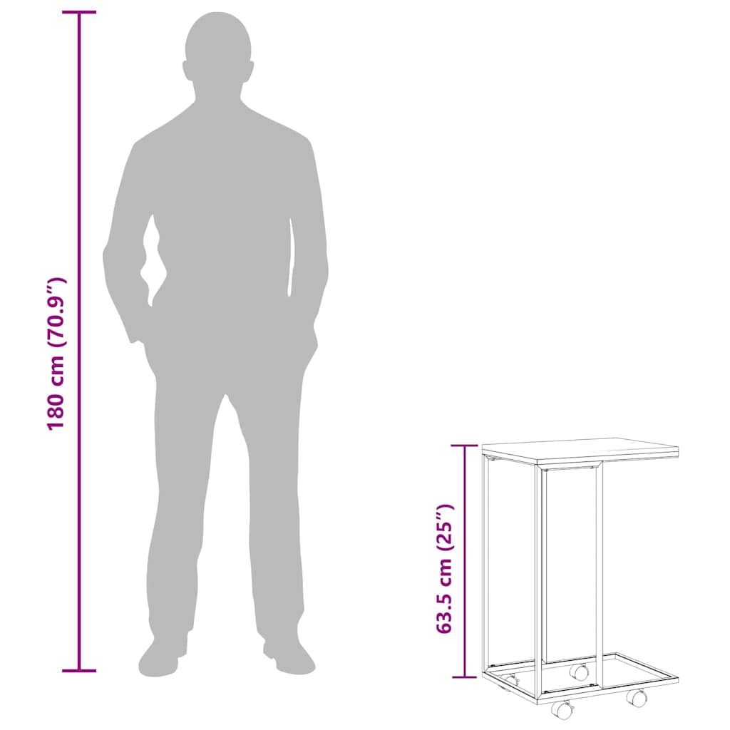 vidaXL Side Table | Black and brown | Engineered wood, Iron | Compact | Portable