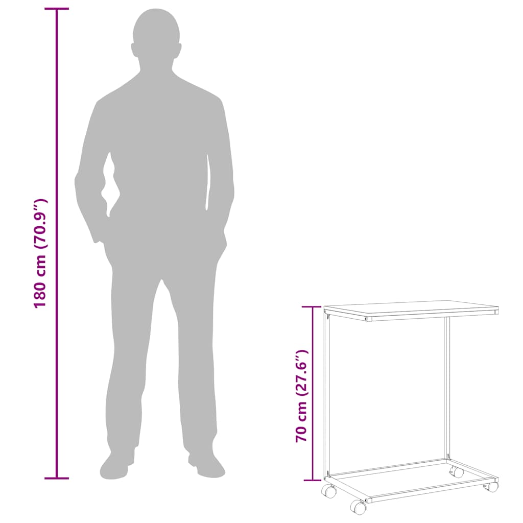 vidaXL Side Table | White | Engineered Wood, Iron | Medium | Rollable