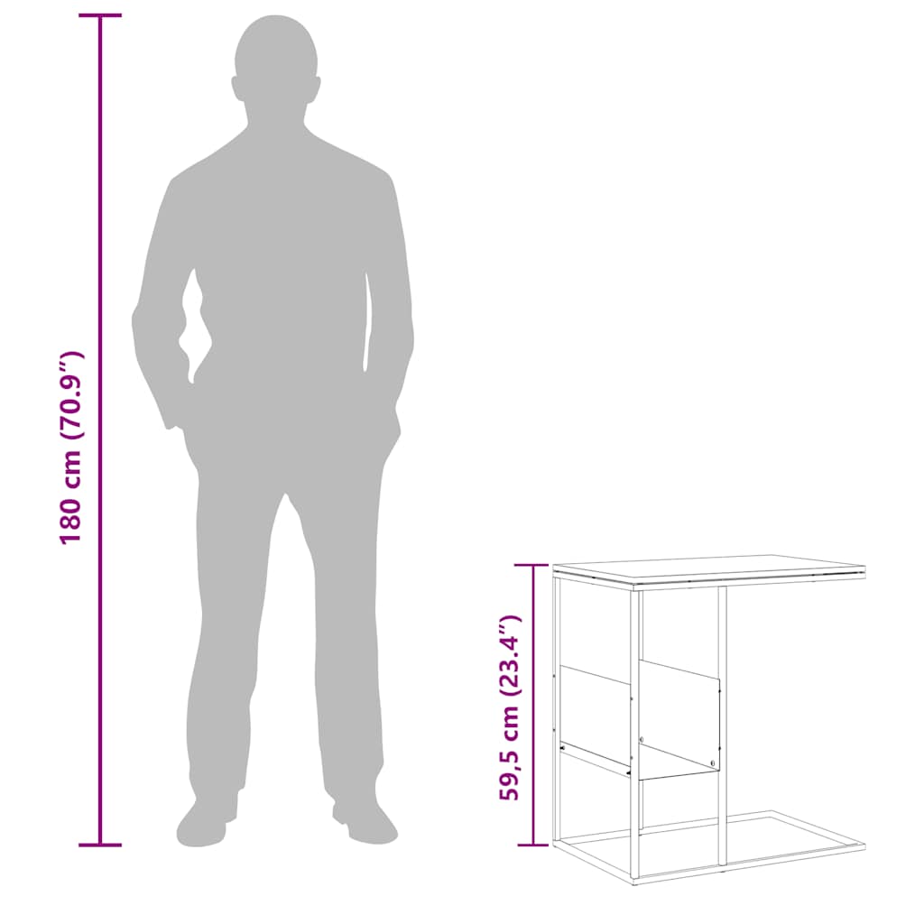 vidaXL Side Table | White and brown | Engineered wood and iron | Standard