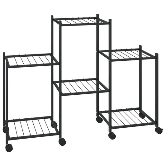vidaXL Flower Stand with Wheels 83x25x63.5 cm Black Iron