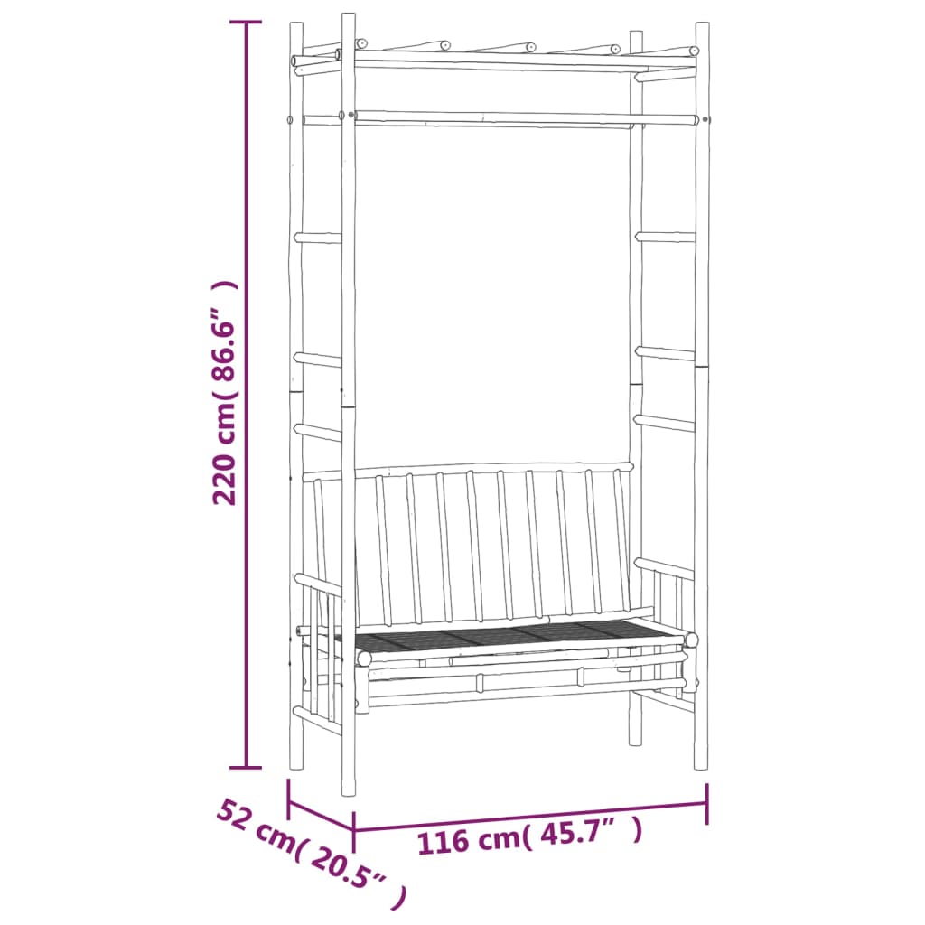 vidaXL Garden Bench with Pergola 116 cm Bamboo