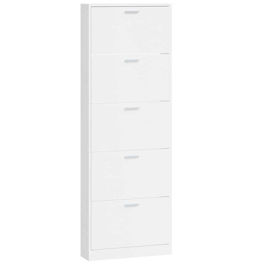vidaXL Shoe Cabinet High Gloss White 59x17x169 cm Engineered Wood