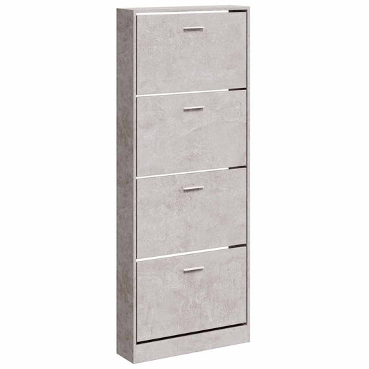 vidaXL Shoe Cabinet Concrete Grey 59x17x150 cm Engineered Wood
