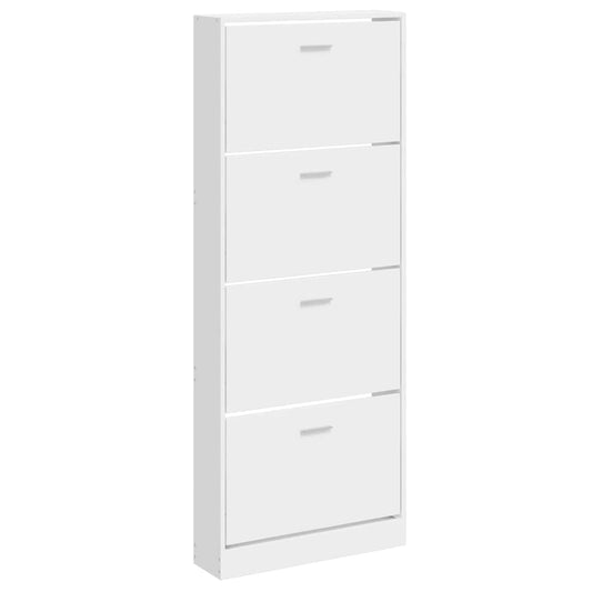 vidaXL Shoe Cabinet High Gloss White 59x17x150 cm Engineered Wood