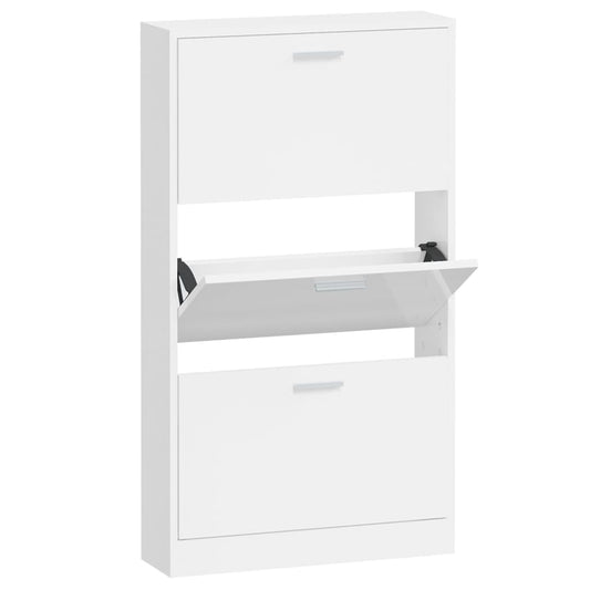 vidaXL Shoe Cabinet High Gloss White 59x17x108 cm Engineered Wood