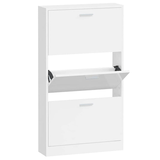 vidaXL Shoe Cabinet High Gloss White 59x17x108 cm Engineered Wood