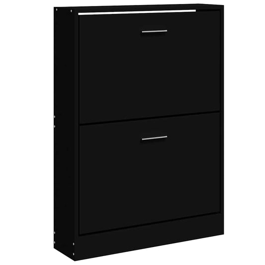 vidaXL Shoe Cabinet Black 59x17x81 cm Engineered Wood