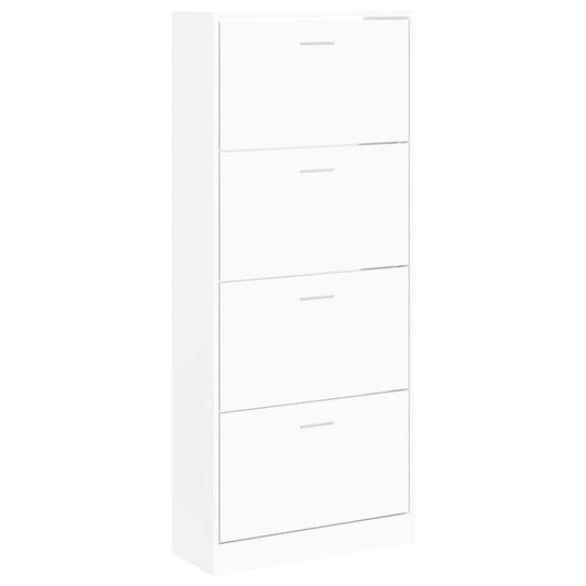 vidaXL Shoe Cabinet White 63x24x147 cm Engineered Wood