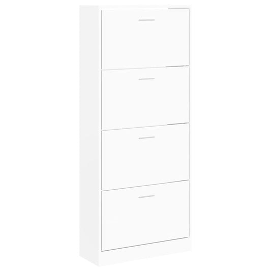 vidaXL Shoe Cabinet White 63x24x147 cm Engineered Wood