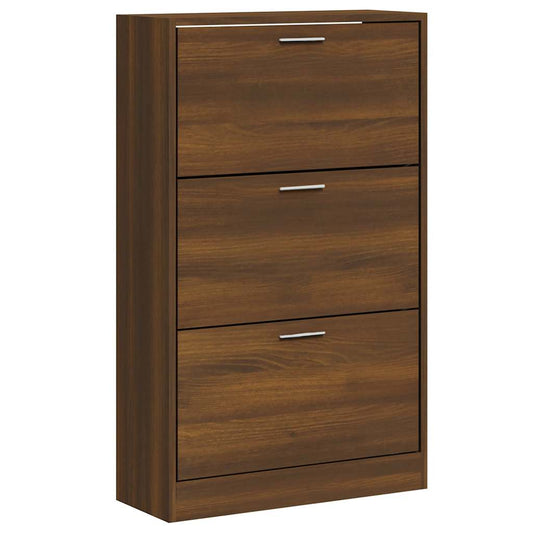 vidaXL Shoe Cabinet Brown Oak 63x24x103 cm Engineered Wood