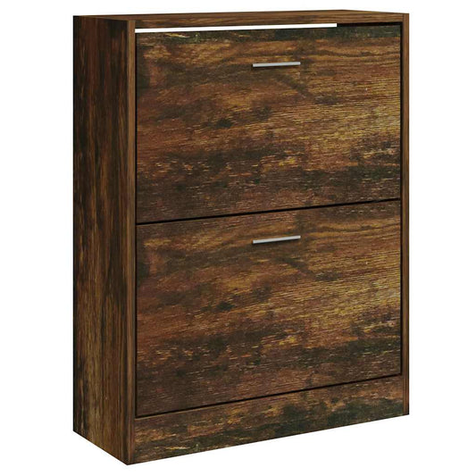 vidaXL Shoe Cabinet Smoked Oak 63x24x81 cm Engineered Wood