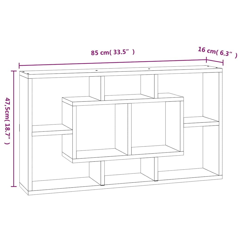 vidaXL Wall Shelf | Grey Sonoma | Engineered wood | Medium | Wall Shelf