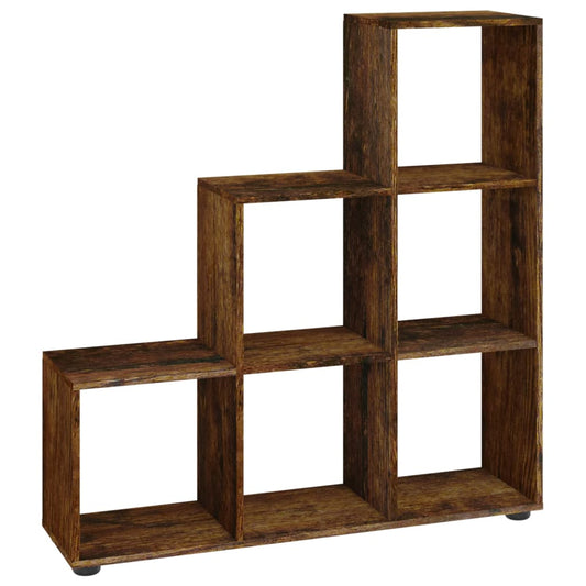 vidaXL Staircase Bookcase Smoked Oak 107 cm Engineered Wood
