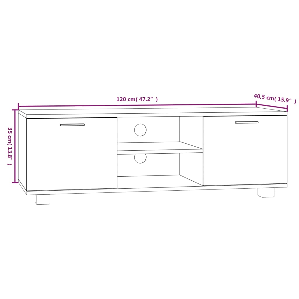 vidaXL TV Cabinet Sonoma Oak 120x40.5x35 cm Engineered Wood