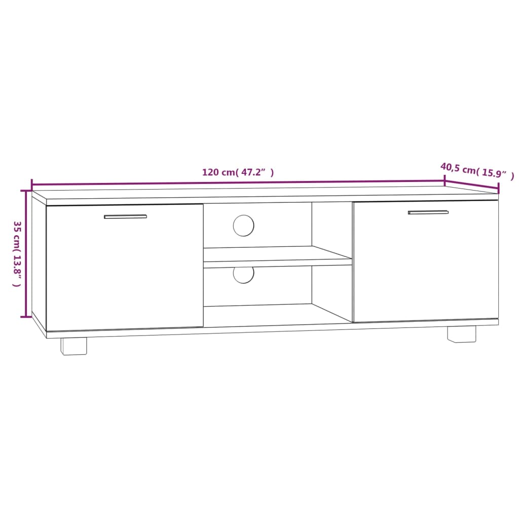 vidaXL TV Cabinet Black 120x40.5x35 cm Engineered Wood