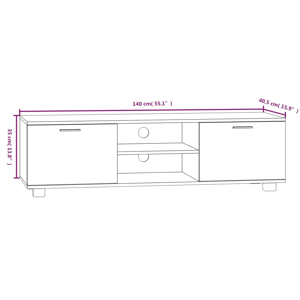vidaXL TV Cabinet Smoked Oak 140x40.5x35 cm Engineered Wood