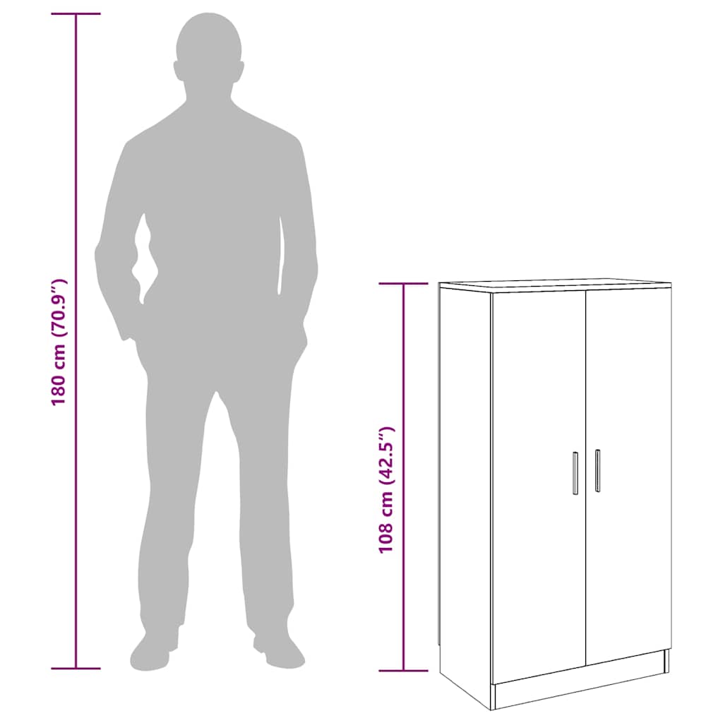 vidaXL Shoe Cabinet Grey Sonoma 55x35x108 cm Engineered Wood