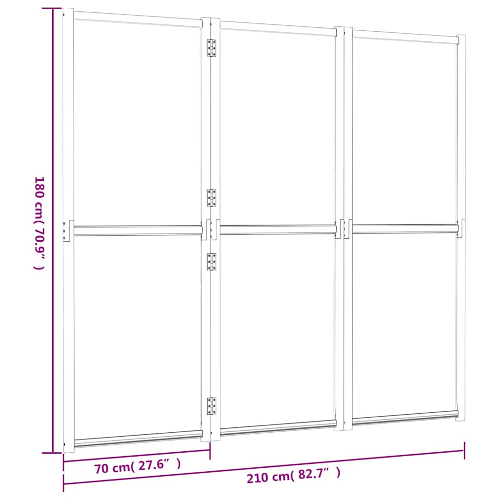 vidaXL 3-Panel Room Divider Cream White 210x180 cm