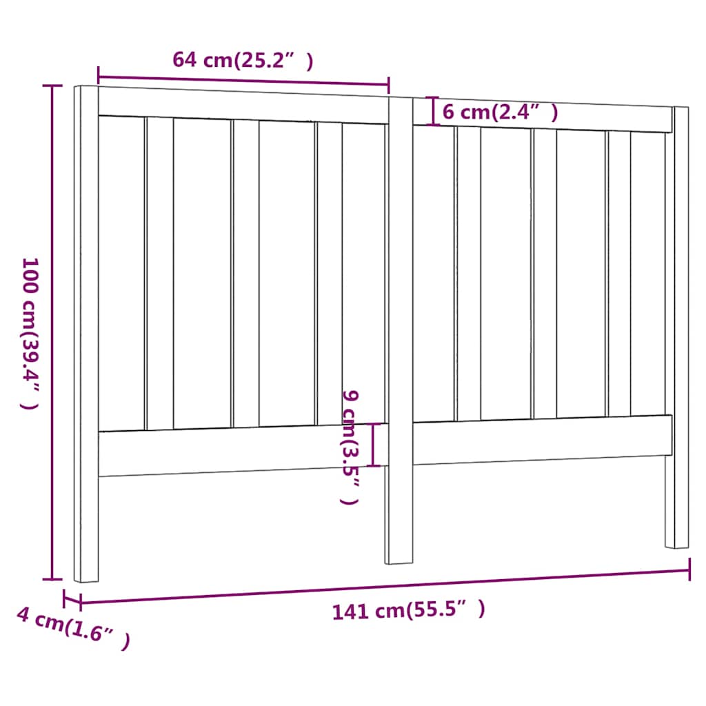 vidaXL Bed Headboard | Natural wood | Solid pine wood | Standard