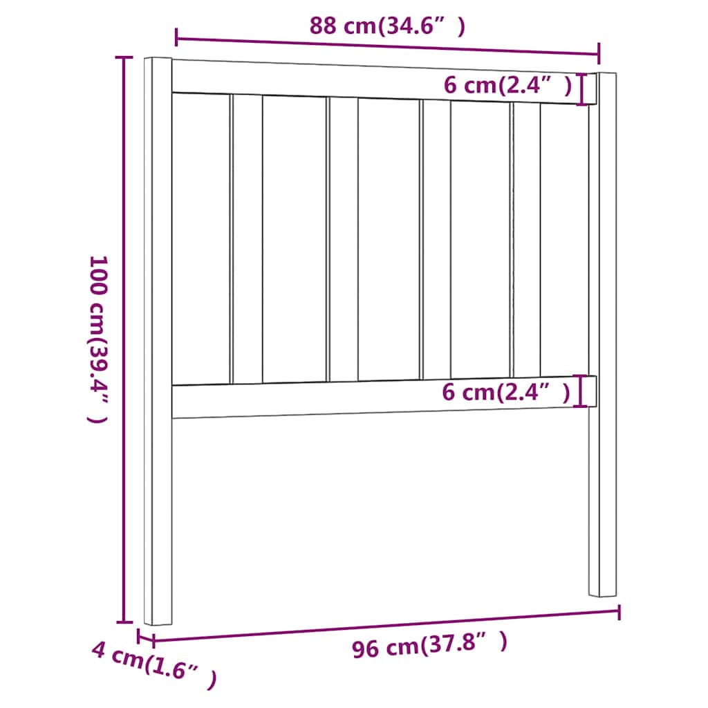817722 vidaXL Bed Headboard Grey 96x4x100 cm Solid Wood Pine