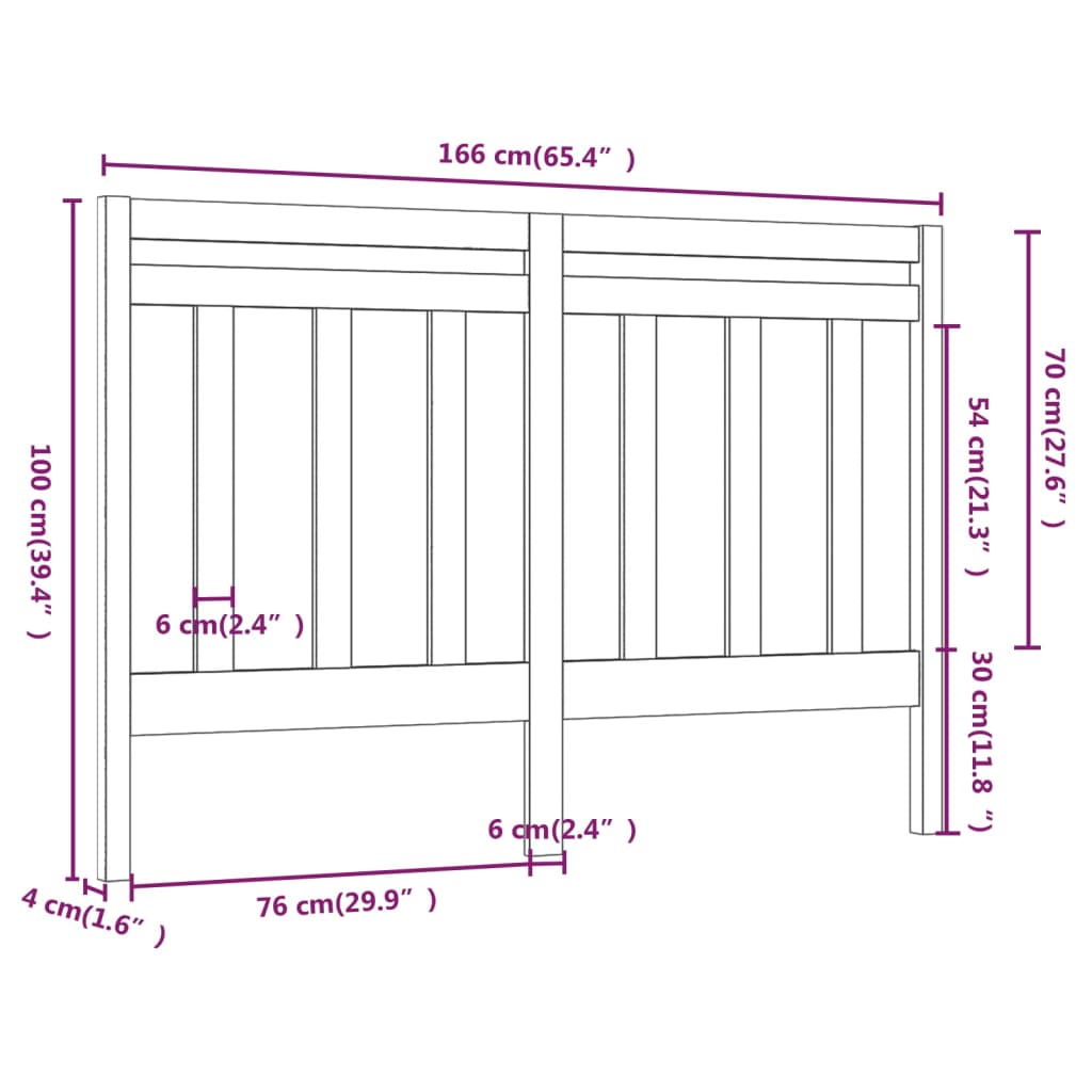 vidaXL Bed Headboard | Black | Solid Pine wood