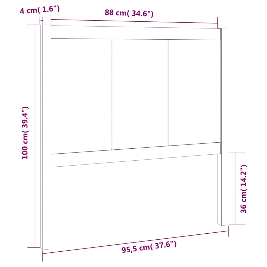 vidaXL Bed Headboard Black 95,5x4x100 cm Solid Pine Wood