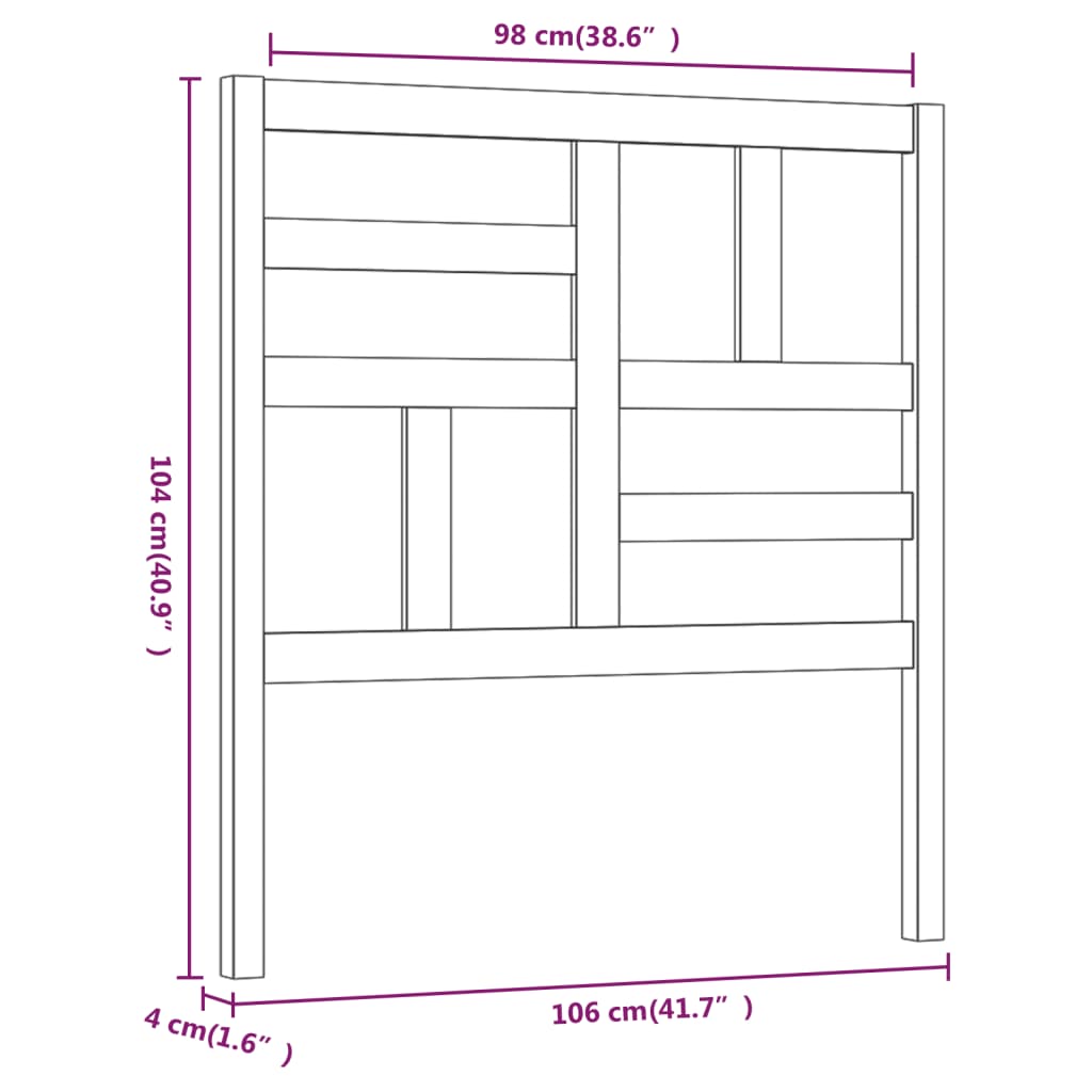 818178 vidaXL Bed Headboard Honey Brown 106x4x104 cm Solid Wood Pine