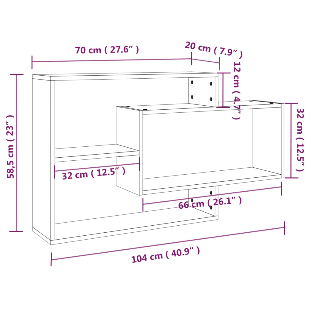 vidaXL Wall Shelf Smoked Oak 104x20x58.5 cm Engineered Wood