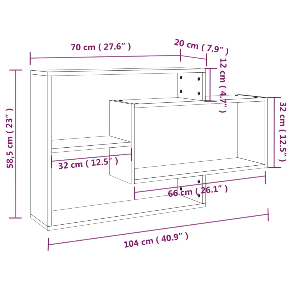 vidaXL Wall Shelf Grey Sonoma 104x20x58.5 cm Engineered Wood