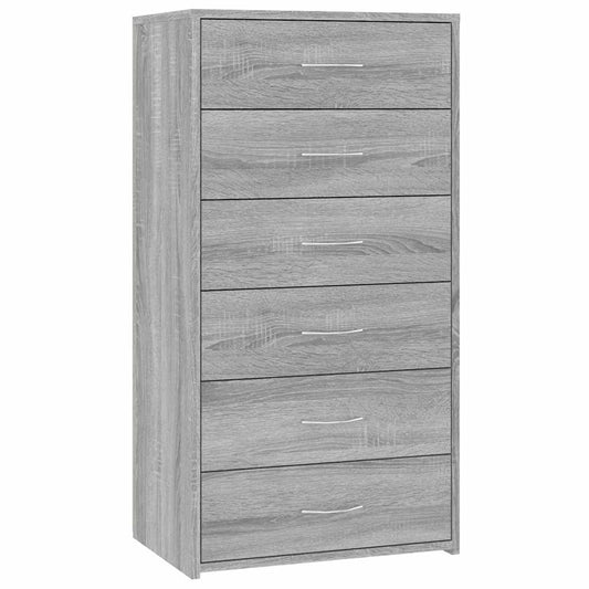 vidaXL Sideboard with 6 Drawers Grey Sonoma 50x34x96cm Engineered Wood