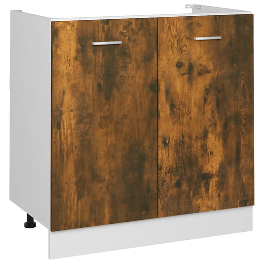 vidaXL Sink Bottom Cabinet "Lyon" Smoked Oak 80x46x81,5 cm Engineered Wood
