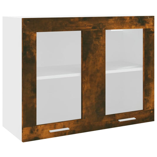 vidaXL Hanging Glass Cabinet "Lyon" Smoked Oak 80x31x60 cm Engineered Wood