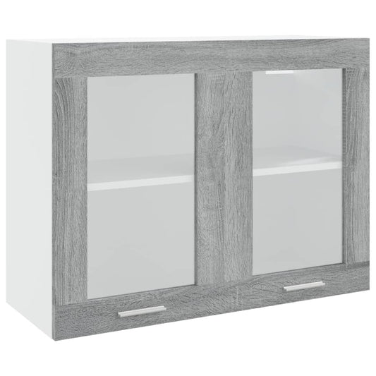 vidaXL Hanging Glass Cabinet "Lyon" Grey Sonoma 80x31x60 cm Engineered Wood