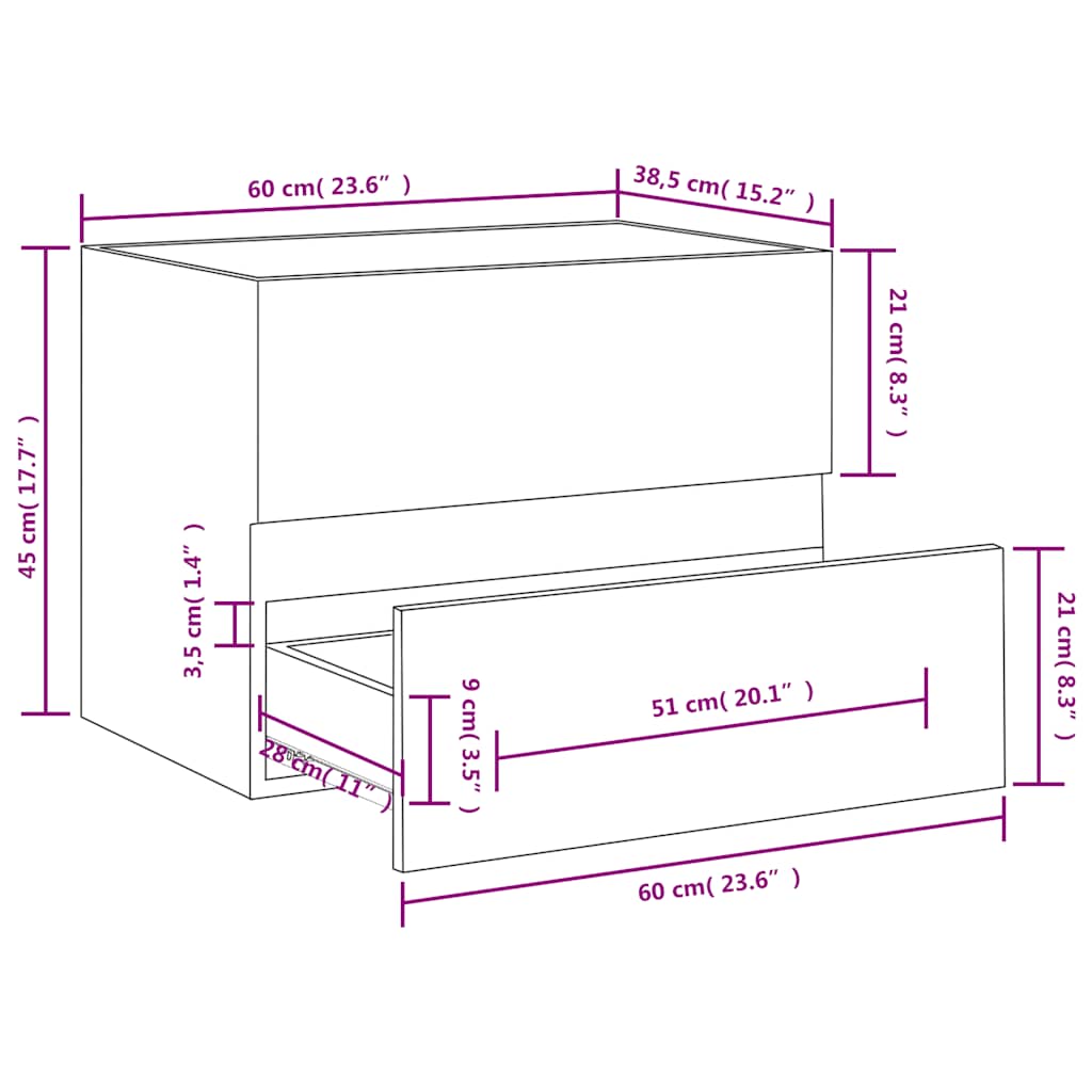 vidaXL Sink Cabinet Grey Sonoma 60x38.5x45 cm Engineered Wood