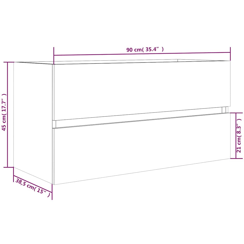 vidaXL Sink Cabinet Grey Sonoma 90x38,5x45 cm Engineered Wood