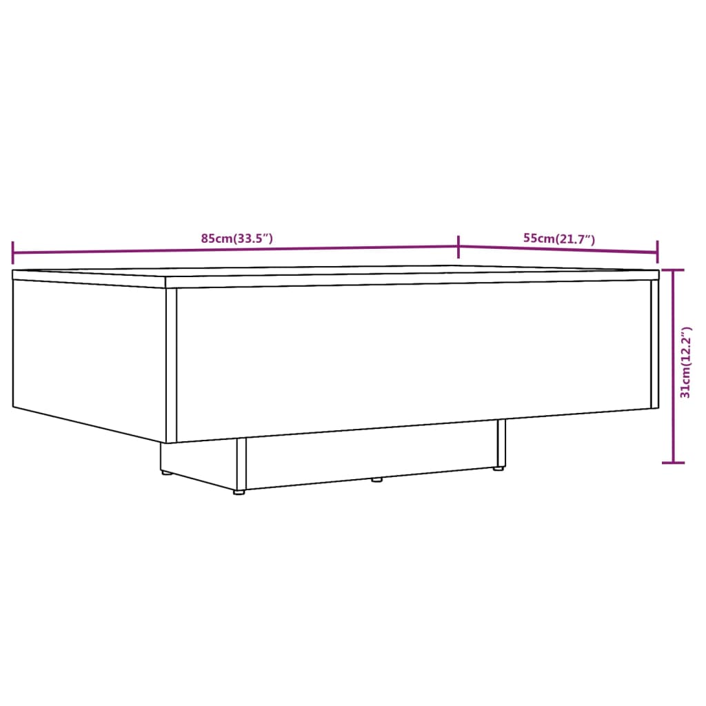 vidaXL Coffee Table Smoked Oak 85x55x31 cm Engineered Wood