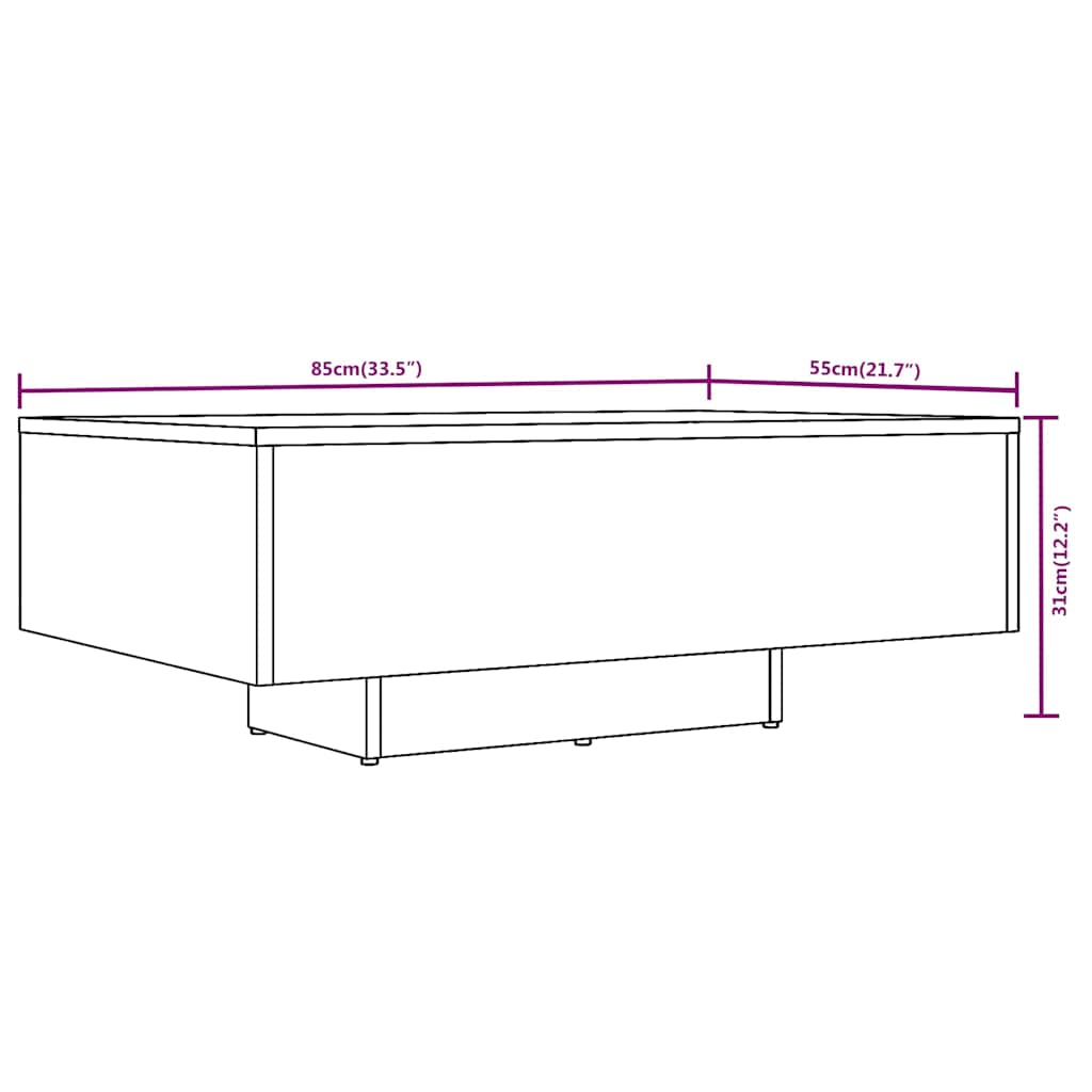 vidaXL Coffee Table Grey Sonoma 85x55x31 cm Engineered Wood