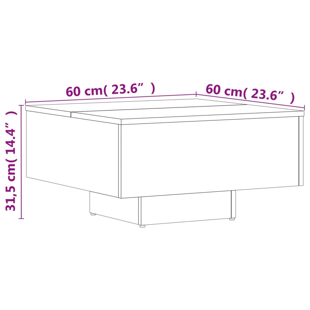 vidaXL Coffee Table Smoked Oak 60x60x31.5 cm Engineered Wood